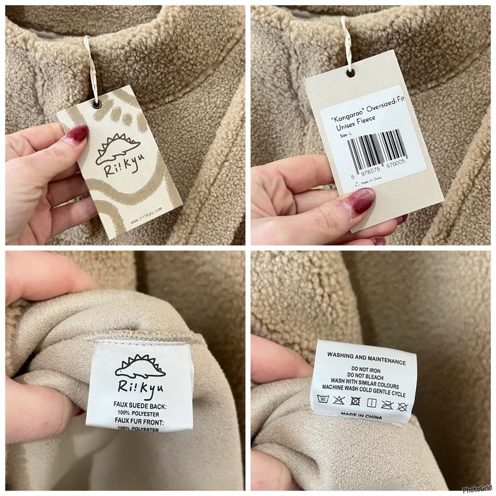 Riikyu Kangaroo Pouch Oversized Fit Unisex Fleece Pet Dog Shirt Sherpa NWT L - Picture 14 of 15